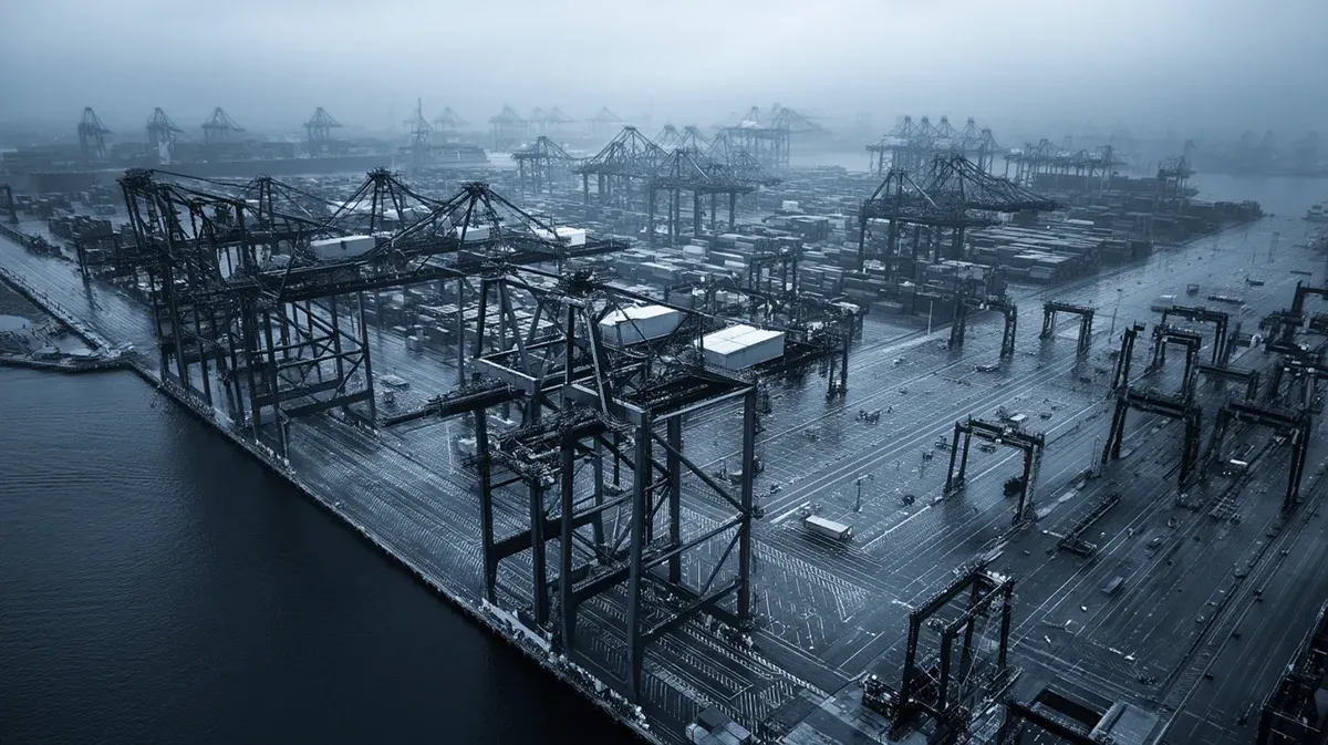 View of large container port