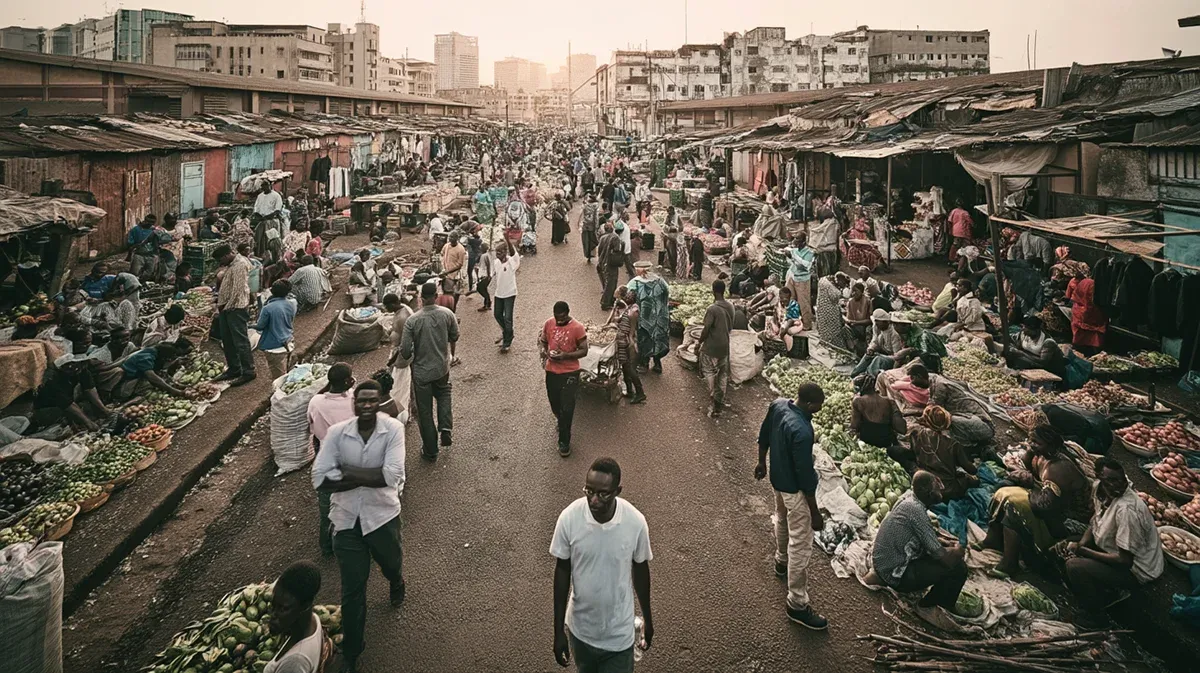 Crowded urban market