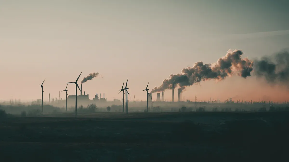 Wind turbines and gas power plant
