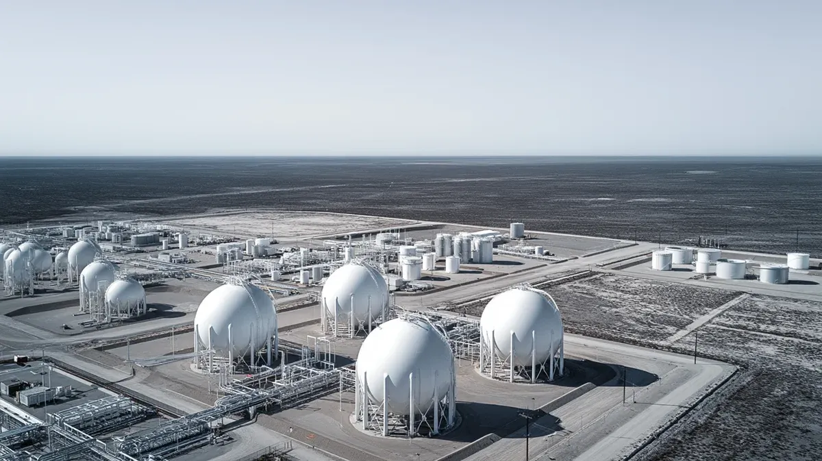 Arial view of active industrial gas processin